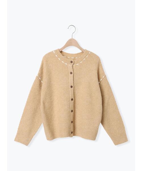 Samansa Mos2（サマンサ モスモス）の「2WAYステッチ配色鹿の子編みニット（カーディガン/ボレロ・レディース・ブラック/レッド/ブルー/ベージュ/キナリ・F）」の12枚目の写真