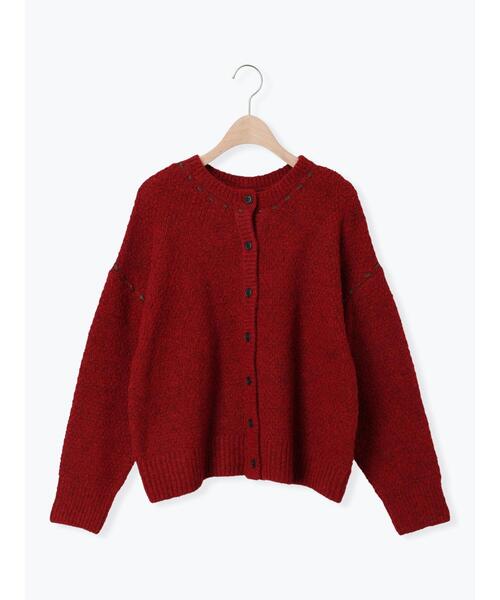 Samansa Mos2（サマンサ モスモス）の「2WAYステッチ配色鹿の子編みニット（カーディガン/ボレロ・レディース・ブラック/レッド/ブルー/ベージュ/キナリ・F）」の13枚目の写真