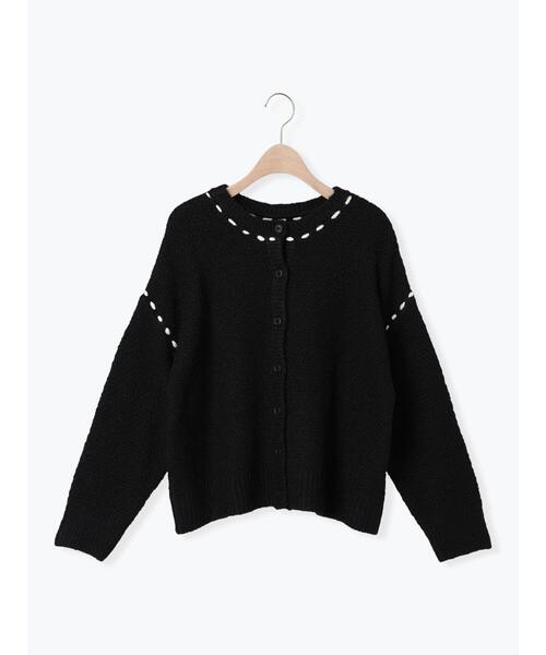 Samansa Mos2（サマンサ モスモス）の「2WAYステッチ配色鹿の子編みニット（カーディガン/ボレロ・レディース・ブラック/レッド/ブルー/ベージュ/キナリ・F）」の14枚目の写真