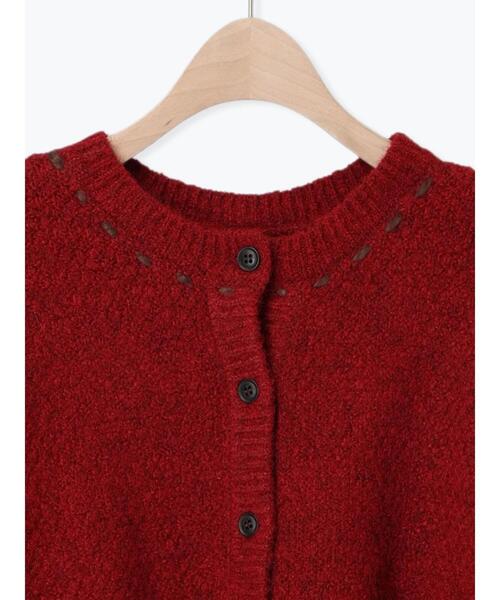 Samansa Mos2（サマンサ モスモス）の「2WAYステッチ配色鹿の子編みニット（カーディガン/ボレロ・レディース・ブラック/レッド/ブルー/ベージュ/キナリ・F）」の18枚目の写真