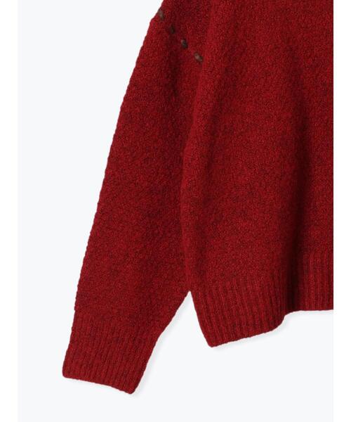 Samansa Mos2（サマンサ モスモス）の「2WAYステッチ配色鹿の子編みニット（カーディガン/ボレロ・レディース・ブラック/レッド/ブルー/ベージュ/キナリ・F）」の19枚目の写真