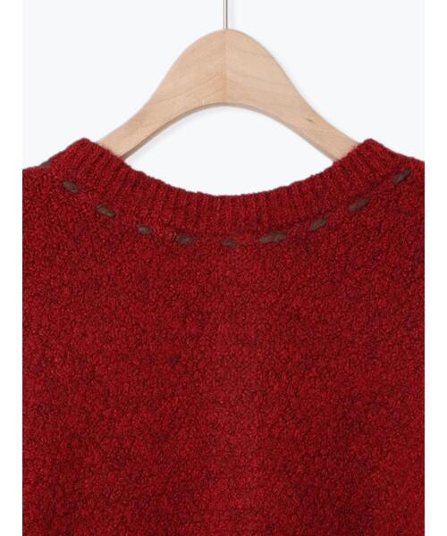 Samansa Mos2（サマンサ モスモス）の「2WAYステッチ配色鹿の子編みニット（カーディガン/ボレロ・レディース・ブラック/レッド/ブルー/ベージュ/キナリ・F）」の21枚目の写真