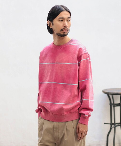 B:MING by BEAMS（ビーミングバイビームス）の「ambiance / Fade Border Crew Neck（Tシャツ/カットソー・メンズ・ライトグレー/ピンク・S/M/L/XL）」の2枚目の写真