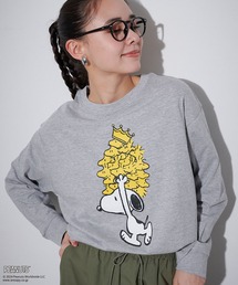 【PEANUTS/ピーナッツ】スヌーピー/SNOOPY スリーブ刺繍デザインロンT