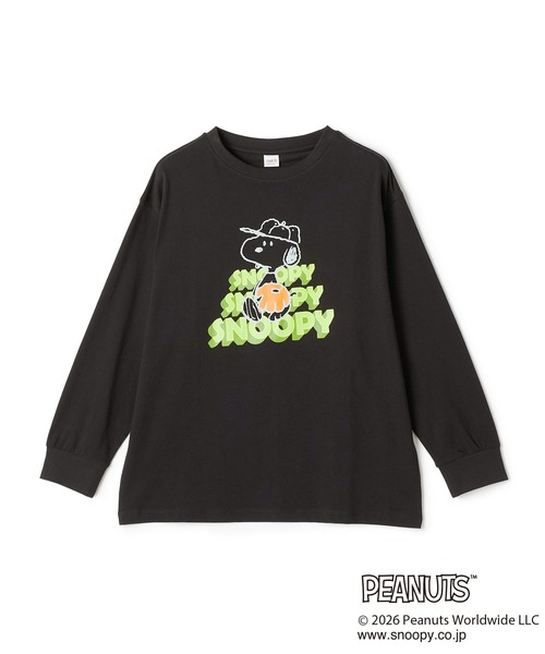 PEANUTS(ピーナッツ)の「【PEANUTS/ピーナッツ】スヌーピー/SNOOPY スリーブ刺繍デザインロンT(Tシャツ/カットソー・レディース・ネイビー/ピンク/ブルーグレー/杢グレー/イエロー/ブラック/アイボリー・M/L/LL/3L)」の11枚目の写真