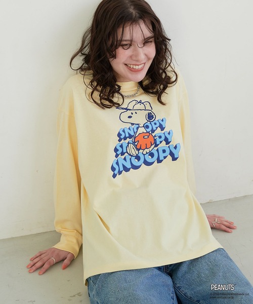 PEANUTS(ピーナッツ)の「【PEANUTS/ピーナッツ】スヌーピー/SNOOPY スリーブ刺繍デザインロンT(Tシャツ/カットソー・レディース・ネイビー/ピンク/ブルーグレー/杢グレー/イエロー/ブラック/アイボリー・M/L/LL/3L)」の14枚目の写真