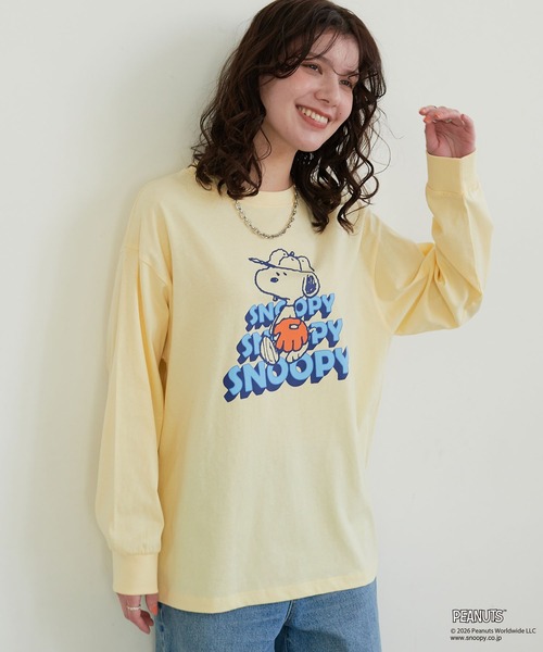 PEANUTS(ピーナッツ)の「【PEANUTS/ピーナッツ】スヌーピー/SNOOPY スリーブ刺繍デザインロンT(Tシャツ/カットソー・レディース・ネイビー/ピンク/ブルーグレー/杢グレー/イエロー/ブラック/アイボリー・M/L/LL/3L)」の17枚目の写真