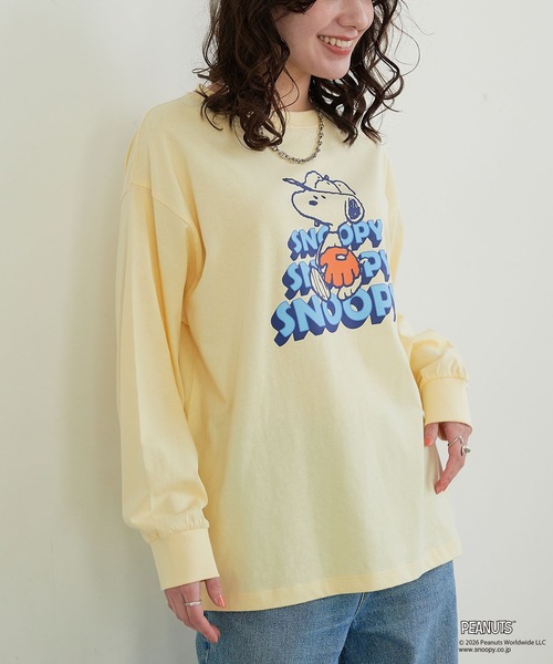 PEANUTS(ピーナッツ)の「【PEANUTS/ピーナッツ】スヌーピー/SNOOPY スリーブ刺繍デザインロンT(Tシャツ/カットソー・レディース・ネイビー/ピンク/ブルーグレー/杢グレー/イエロー/ブラック/アイボリー・M/L/LL/3L)」の18枚目の写真