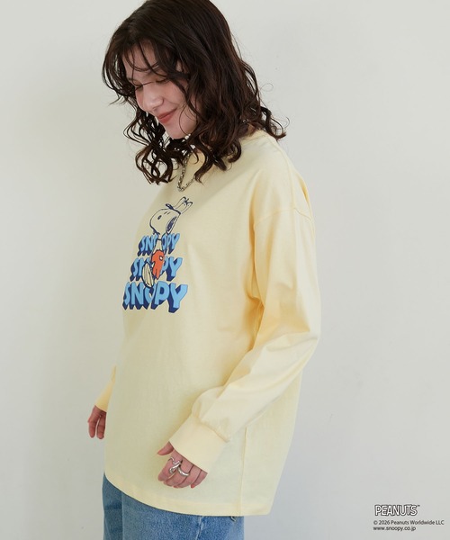 PEANUTS(ピーナッツ)の「【PEANUTS/ピーナッツ】スヌーピー/SNOOPY スリーブ刺繍デザインロンT(Tシャツ/カットソー・レディース・ネイビー/ピンク/ブルーグレー/杢グレー/イエロー/ブラック/アイボリー・M/L/LL/3L)」の21枚目の写真