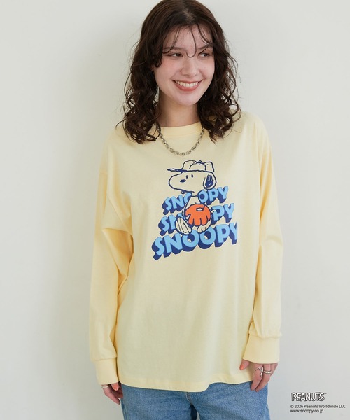 PEANUTS(ピーナッツ)の「【PEANUTS/ピーナッツ】スヌーピー/SNOOPY スリーブ刺繍デザインロンT(Tシャツ/カットソー・レディース・ネイビー/ピンク/ブルーグレー/杢グレー/イエロー/ブラック/アイボリー・M/L/LL/3L)」の22枚目の写真