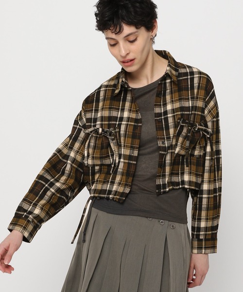 3.3 Field Trip （3.3フィールドトリップ）の「3.3 Field Trip／リボンポケットチェックシャツ2（シャツ/ブラウス・レディース・ブラック/イエロー・FREE）」の12枚目の写真