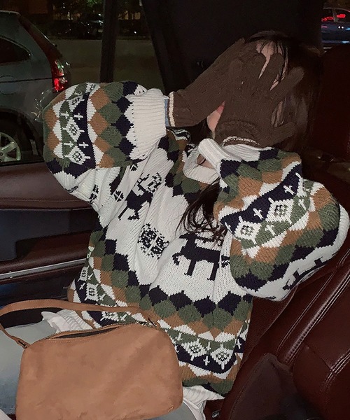 Doula Doula(ドゥーラドゥーラ)の「ノルディックジャガードニット(ニット/セーター・レディース・オフホワイト/グレー・FREE)」の17枚目の写真
