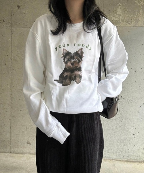 merrylatte(メリーラテ)の「【軽量】犬プリントスウェット トレーナー(スウェット・レディース・ホワイト・LARGE/MEDIUM)」の5枚目の写真