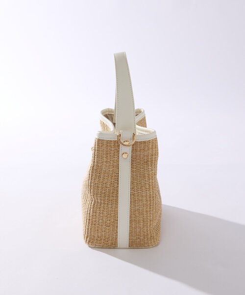 un dix cors（アンディコール）の「ひねり金具レザーハンドルカゴバッグ（かごバッグ・レディース・ブラック/ホワイト・FREE）」の6枚目の写真