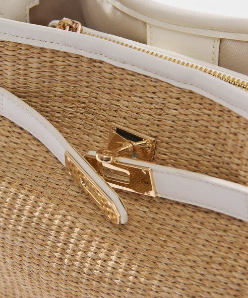 un dix cors（アンディコール）の「ひねり金具レザーハンドルカゴバッグ（かごバッグ・レディース・ブラック/ホワイト・FREE）」の3枚目の写真