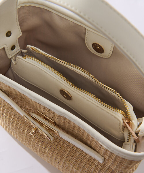 un dix cors（アンディコール）の「ひねり金具レザーハンドルカゴバッグ（かごバッグ・レディース・ブラック/ホワイト・FREE）」の5枚目の写真