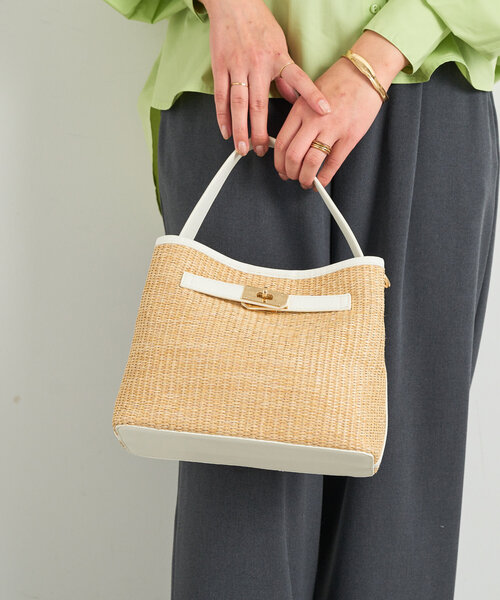 un dix cors（アンディコール）の「ひねり金具レザーハンドルカゴバッグ（かごバッグ・レディース・ブラック/ホワイト・FREE）」の11枚目の写真