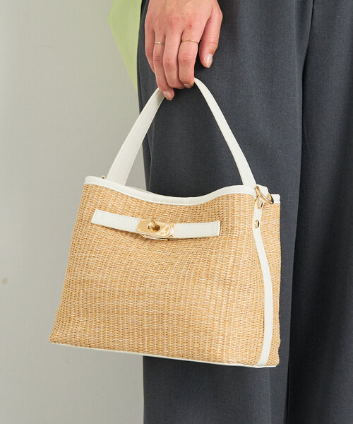 un dix cors（アンディコール）の「ひねり金具レザーハンドルカゴバッグ（かごバッグ・レディース・ブラック/ホワイト・FREE）」の12枚目の写真