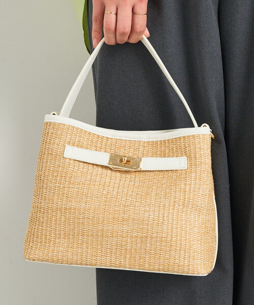 un dix cors（アンディコール）の「ひねり金具レザーハンドルカゴバッグ（かごバッグ・レディース・ブラック/ホワイト・FREE）」の13枚目の写真