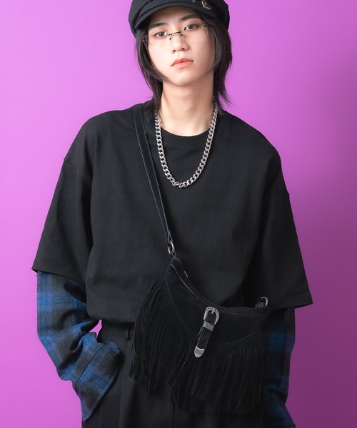 an meets zakka（アンミツザッカ）の「an meets zakka ウエスタンフリンジスエードハンドル２WAYショルダーバッグ / バック 鞄 カバン レディース メンズ ユニセックス ネイティブ 合成皮革 スウェード（ショルダーバッグ・レディース・ブラック/ベージュ/ブラウン・ONESIZE）」の2枚目の写真