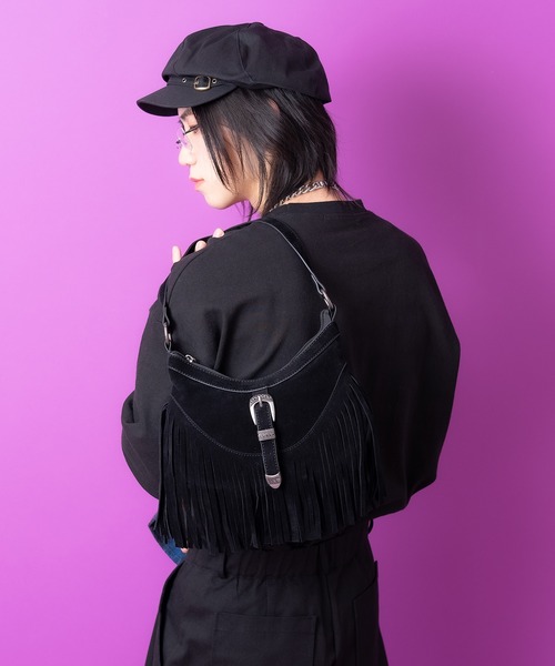 an meets zakka（アンミツザッカ）の「an meets zakka ウエスタンフリンジスエードハンドル２WAYショルダーバッグ / バック 鞄 カバン レディース メンズ ユニセックス ネイティブ 合成皮革 スウェード（ショルダーバッグ・レディース・ブラック/ベージュ/ブラウン・ONESIZE）」の10枚目の写真