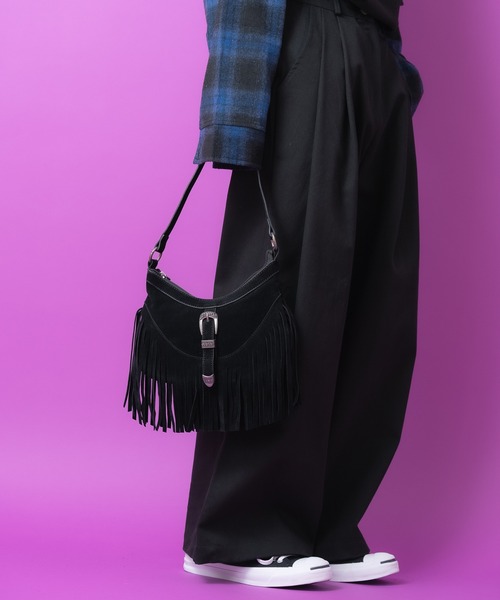 an meets zakka（アンミツザッカ）の「an meets zakka ウエスタンフリンジスエードハンドル２WAYショルダーバッグ / バック 鞄 カバン レディース メンズ ユニセックス ネイティブ 合成皮革 スウェード（ショルダーバッグ・レディース・ブラック/ベージュ/ブラウン・ONESIZE）」の11枚目の写真