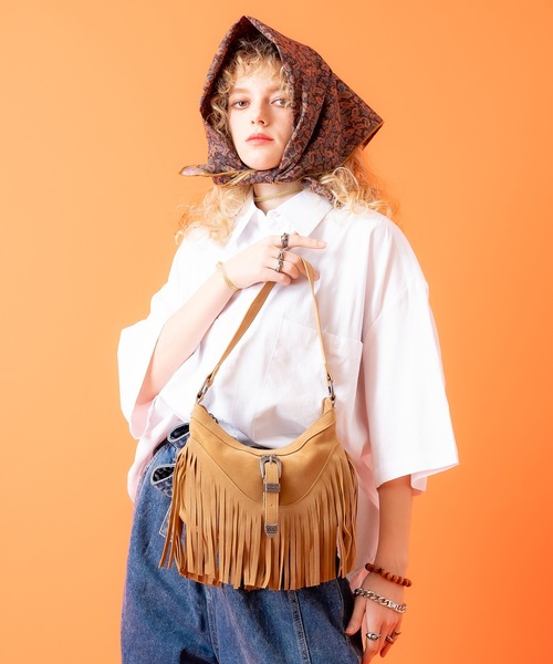 セール】an meets zakka ウエスタンフリンジスエードハンドル2WAY