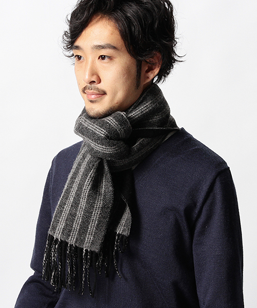 BEAMS（ビームス）の「BEAMS / 3 ストライプ リバーシブル マフラー