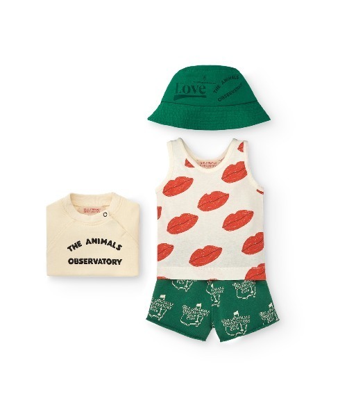 The animals observatory（ジ・アニマルズ・オブザーバトリー）の「The Animals Observatory / ベビー　バケットハット（ハット・キッズ・グリーン/ピンク・ONE）」の6枚目の写真