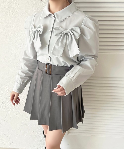 apres jour(アプレジュール)の「Wリボンアソート柄ブラウス(シャツ/ブラウス・レディース・ブラック系その他/オフホワイト/ライトブルー/ピンク系その他/ブルー系その他・X-LARGE/フリー)」の4枚目の写真