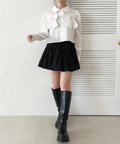 apres jour(アプレジュール)の「Wリボンアソート柄ブラウス(シャツ/ブラウス・レディース・ブラック系その他/オフホワイト/ライトブルー/ピンク系その他/ブルー系その他・X-LARGE/フリー)」の10枚目の写真