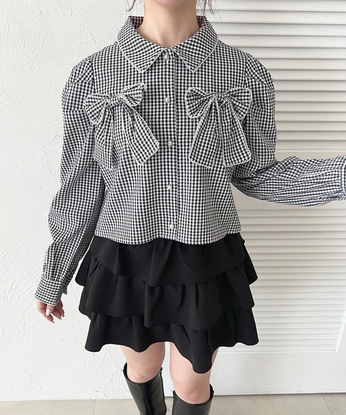 apres jour(アプレジュール)の「Wリボンアソート柄ブラウス(シャツ/ブラウス・レディース・ブラック系その他/オフホワイト/ライトブルー/ピンク系その他/ブルー系その他・X-LARGE/フリー)」の13枚目の写真