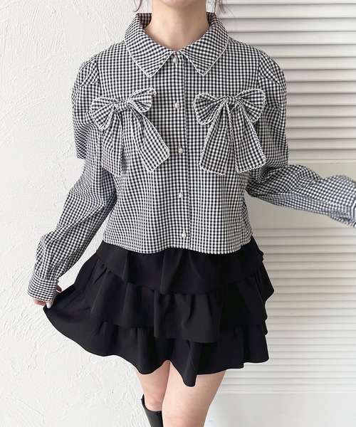 apres jour(アプレジュール)の「Wリボンアソート柄ブラウス(シャツ/ブラウス・レディース・ブラック系その他/オフホワイト/ライトブルー/ピンク系その他/ブルー系その他・X-LARGE/フリー)」の14枚目の写真