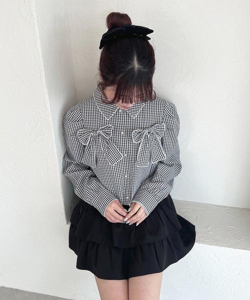 apres jour(アプレジュール)の「Wリボンアソート柄ブラウス(シャツ/ブラウス・レディース・ブラック系その他/オフホワイト/ライトブルー/ピンク系その他/ブルー系その他・X-LARGE/フリー)」の11枚目の写真