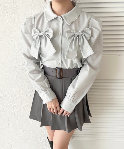 apres jour(アプレジュール)の「Wリボンアソート柄ブラウス(シャツ/ブラウス・レディース・ブラック系その他/オフホワイト/ライトブルー/ピンク系その他/ブルー系その他・X-LARGE/フリー)」の21枚目の写真