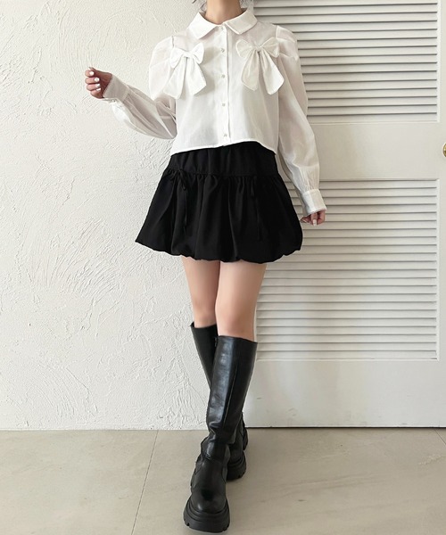 apres jour(アプレジュール)の「Wリボンアソート柄ブラウス(シャツ/ブラウス・レディース・ブラック系その他/オフホワイト/ライトブルー/ピンク系その他/ブルー系その他・X-LARGE/フリー)」の9枚目の写真