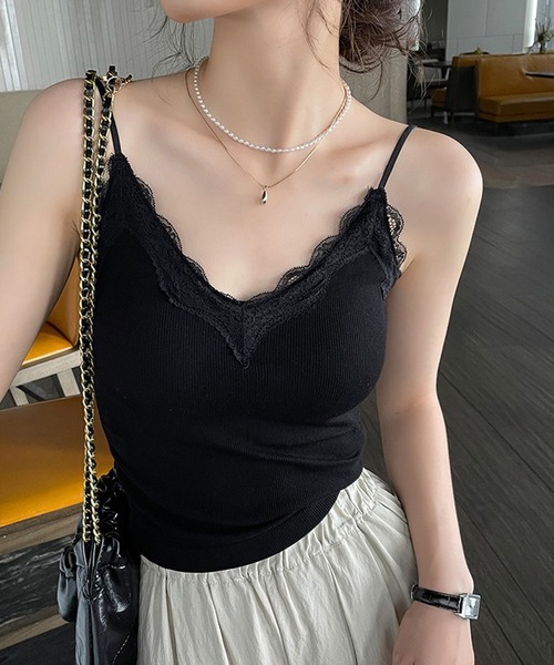 胸元レースカットソーキャミソール（その他アンダーウェア/インナー