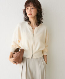 【羽織でも1枚でも着れる】ブークレーzipニット