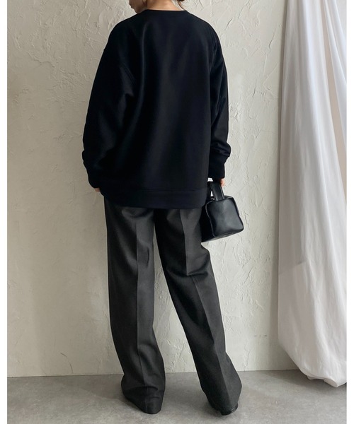 She's Closet(シーズクローゼット)の「オーバーサイズ長袖メタリック箔プリント裏毛スウェットプルオーバー(スウェット・レディース・オフホワイト/杢グレー/ブラック/チャコールグレー・FREE)」の9枚目の写真