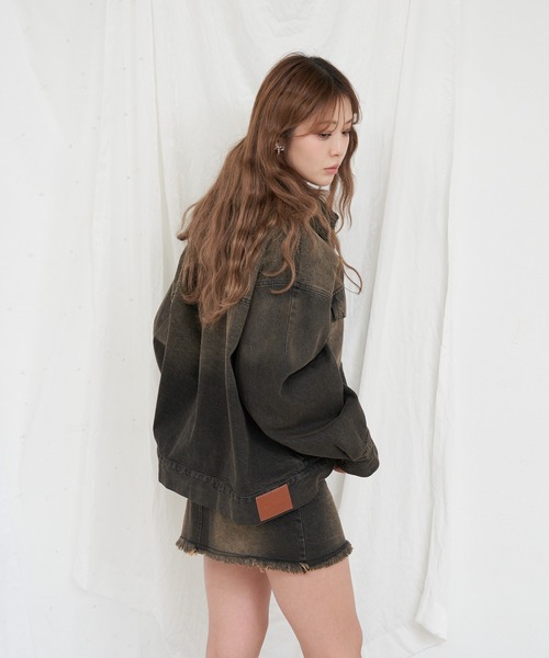 RAY CASSIN（レイカズン）の「ルーズダブルジップGジャン　/　デニムジャケット（デニムジャケット・レディース・ブラウン/ブルー/ブルー系その他2/ネイビー・FREE）」の6枚目の写真