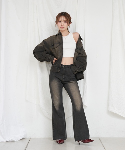 RAY CASSIN（レイカズン）の「ルーズダブルジップGジャン　/　デニムジャケット（デニムジャケット・レディース・ブラウン/ブルー/ブルー系その他2/ネイビー・FREE）」の14枚目の写真