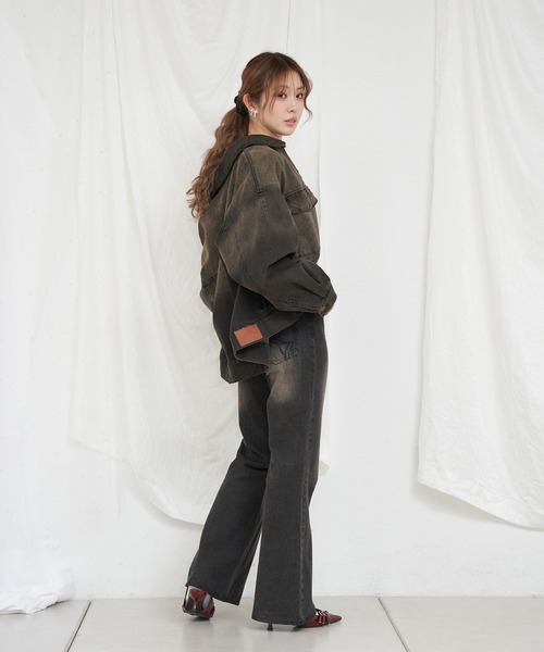 RAY CASSIN（レイカズン）の「ルーズダブルジップGジャン　/　デニムジャケット（デニムジャケット・レディース・ブラウン/ブルー/ブルー系その他2/ネイビー・FREE）」の12枚目の写真