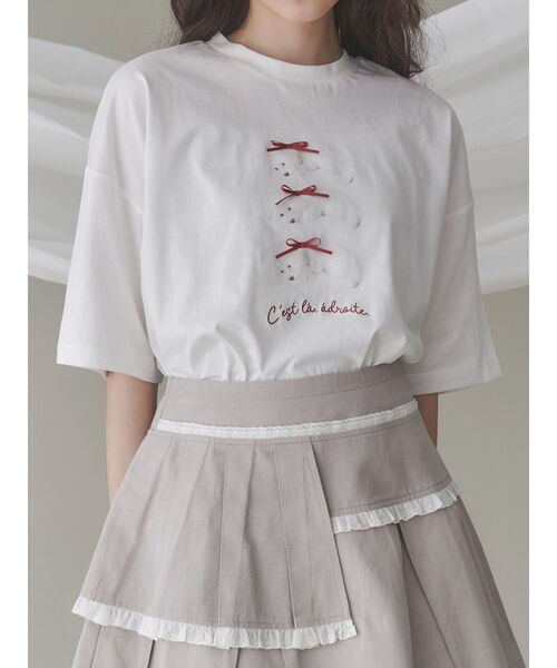 merry jenny(メリージェニー)の「neoki dog tee / 寝起きドックTee(Tシャツ/カットソー・レディース・ブルー/オフホワイト/イエロー/ピンク・FREE)」の2枚目の写真