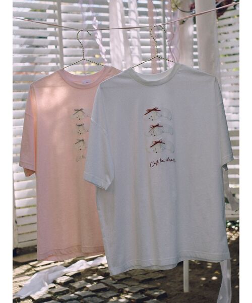 merry jenny(メリージェニー)の「neoki dog tee / 寝起きドックTee(Tシャツ/カットソー・レディース・ブルー/オフホワイト/イエロー/ピンク・FREE)」の4枚目の写真