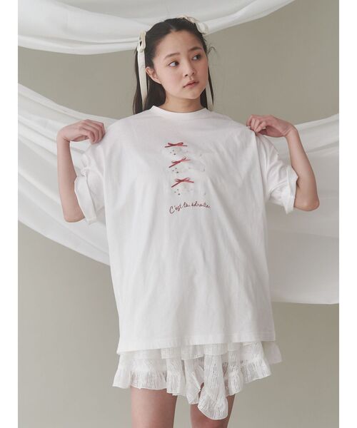 merry jenny(メリージェニー)の「neoki dog tee / 寝起きドックTee(Tシャツ/カットソー・レディース・ブルー/オフホワイト/イエロー/ピンク・FREE)」の11枚目の写真