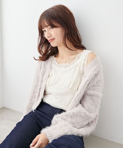 MAJESTIC LEGON（マジェスティックレゴン）の「レースクロスタンク（タンクトップ・レディース・オフホワイト/アイボリー/ブラック・MEDIUM）」の6枚目の写真