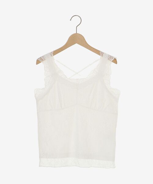 MAJESTIC LEGON（マジェスティックレゴン）の「レースクロスタンク（タンクトップ・レディース・オフホワイト/アイボリー/ブラック・MEDIUM）」の15枚目の写真