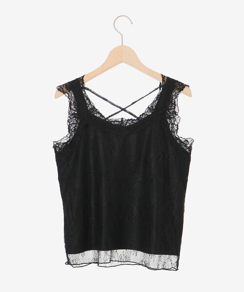 MAJESTIC LEGON（マジェスティックレゴン）の「レースクロスタンク（タンクトップ・レディース・オフホワイト/アイボリー/ブラック・MEDIUM）」の18枚目の写真