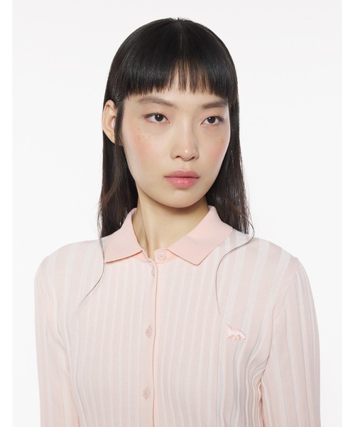 セール】BABY FOX PATCH PLEATED RIBBED CARDIGAN（カーディガン