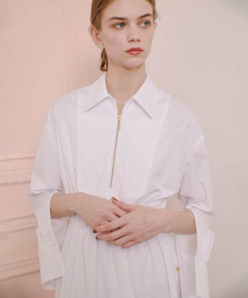タグ付 LOULOU willoughby レーストリムシャツワンピース 白 タグ付 LOULOU willoughby レーストリムシャツワンピース 白